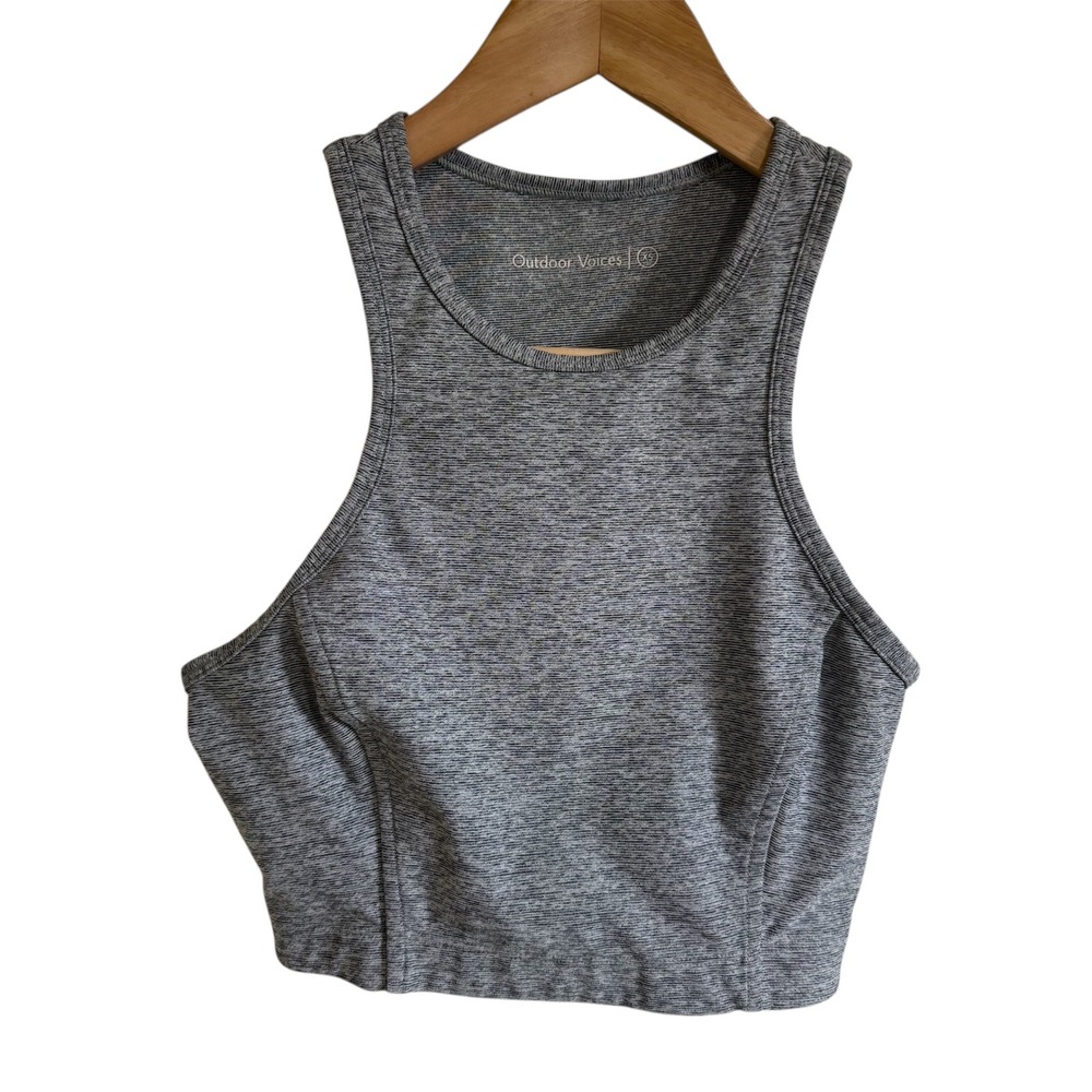 Outdoor Voices Crop Top Heathered Gray‎ Athletic Racerback Workout Womens